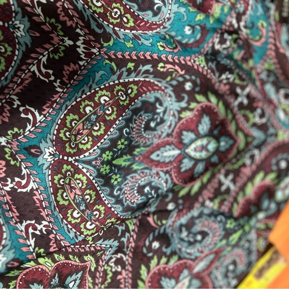 Talbots Teal and Black Patterned Blouse Size Large - Picture 11 of 11